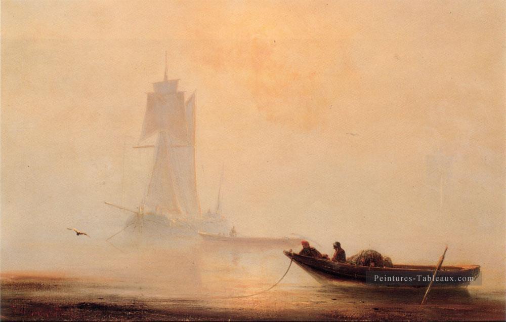 Bateaux de pêche dans un port Ivan Aivazovsky Peintures à l'huile